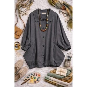 Alembika Wms Jacket XL Black White Grid Bubble Hem Batwing Lagenlook Avant Garde
